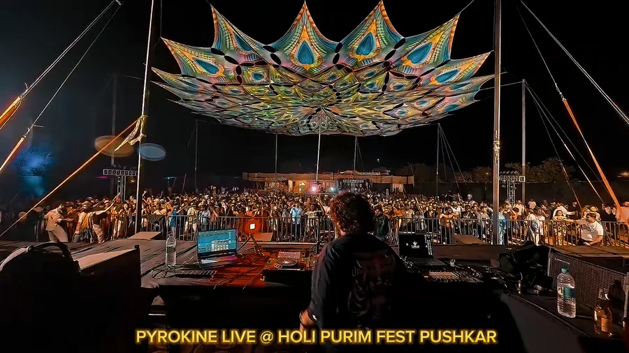 Pyrokine on stage at Holi Purim Fest in Pushkar